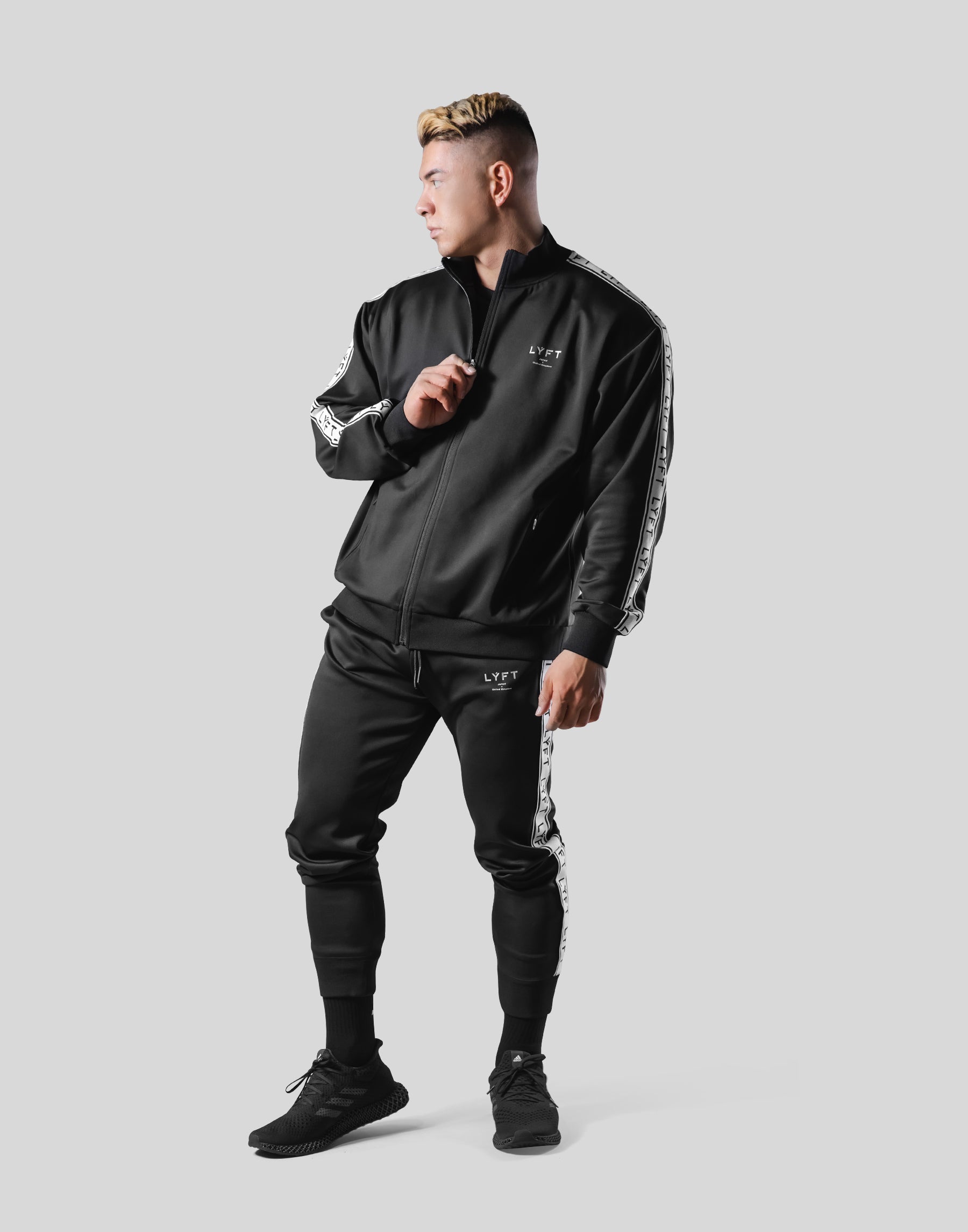 LYFT ナイロンジャケット M ブラック　セットアップ LÝFT Logo Line Track Jacket - Black