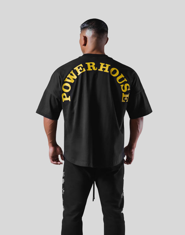 LÝFT × Power House Gym Logo Wide Shoulder Big T-Shirt - Black