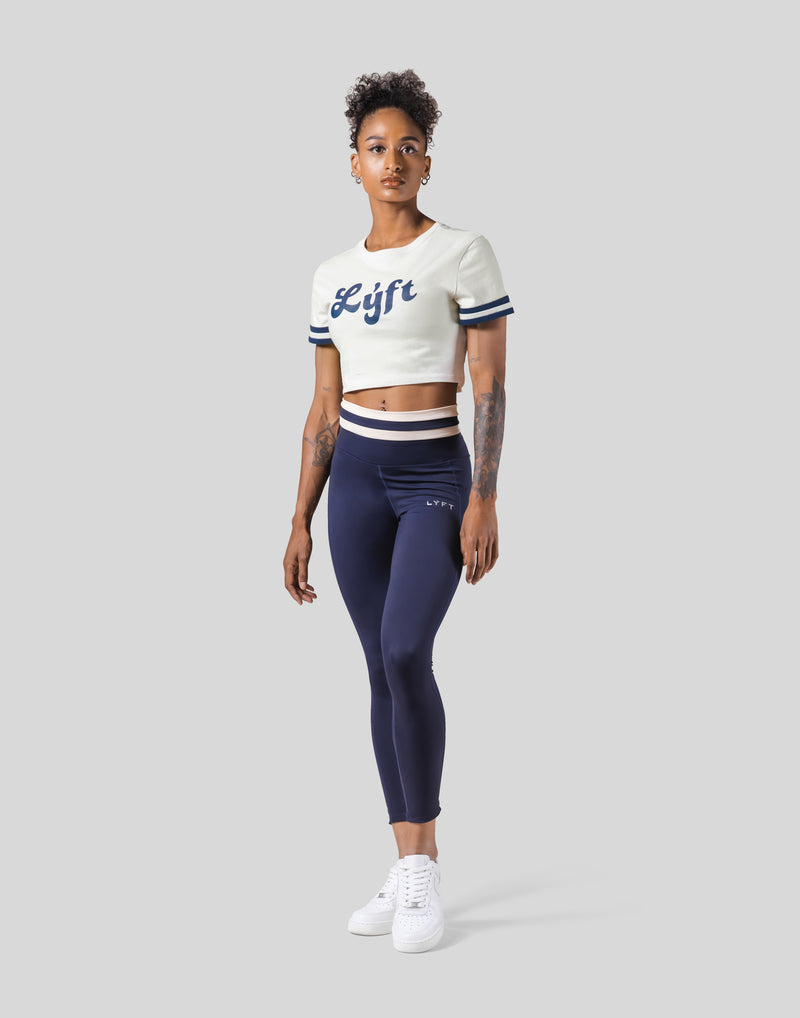 Old Logo Stripe Rib Cropped T-Shirt - Ivory