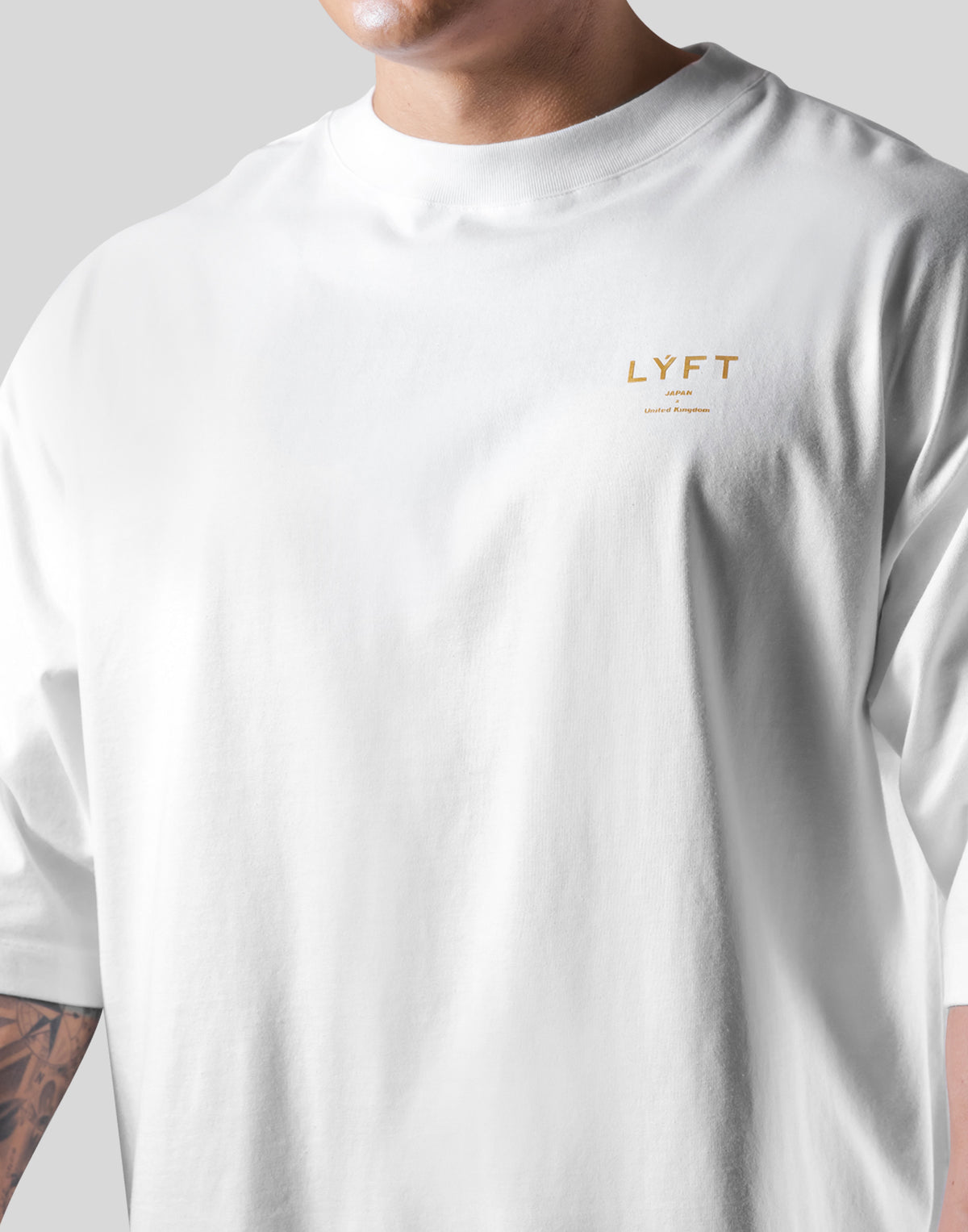 Back Gold Emblem Extra Big T-Shirt - White