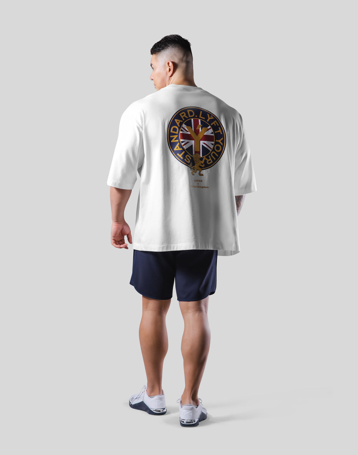 Back Gold Emblem Extra Big T-Shirt - White