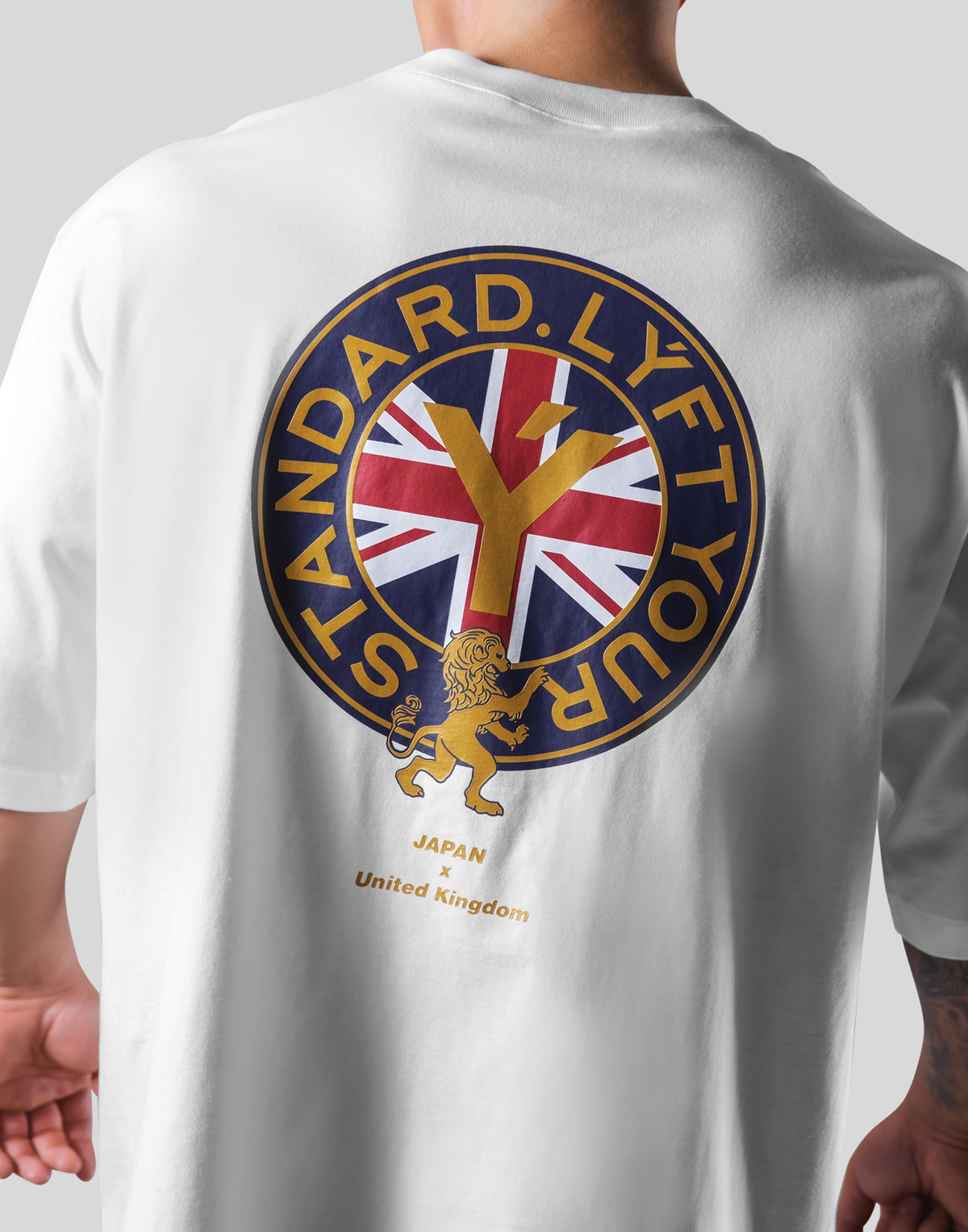 Back Gold Emblem Extra Big T-Shirt - White