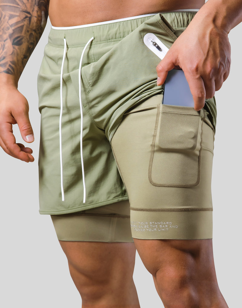 2Way Active Shorts / With Leggings 2 - Olive