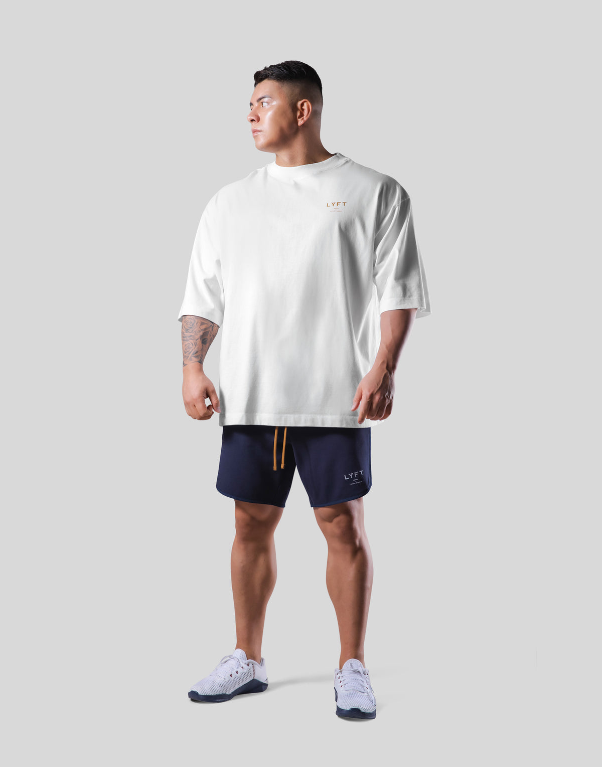 Back Gold Emblem Extra Big T-Shirt - White
