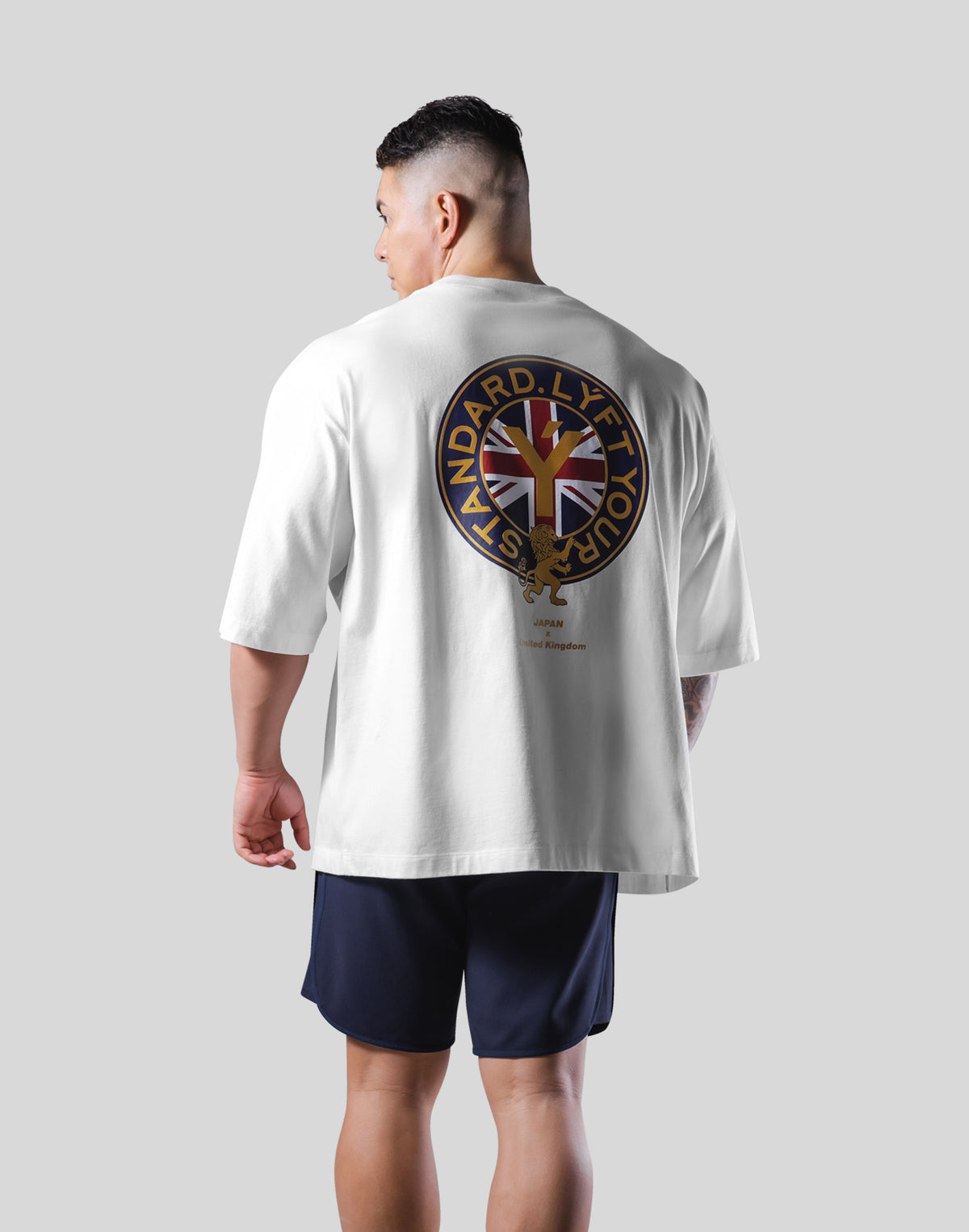 Back Gold Emblem Extra Big T-Shirt - White