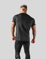 Side Mesh Stretch T-Shirt - Black
