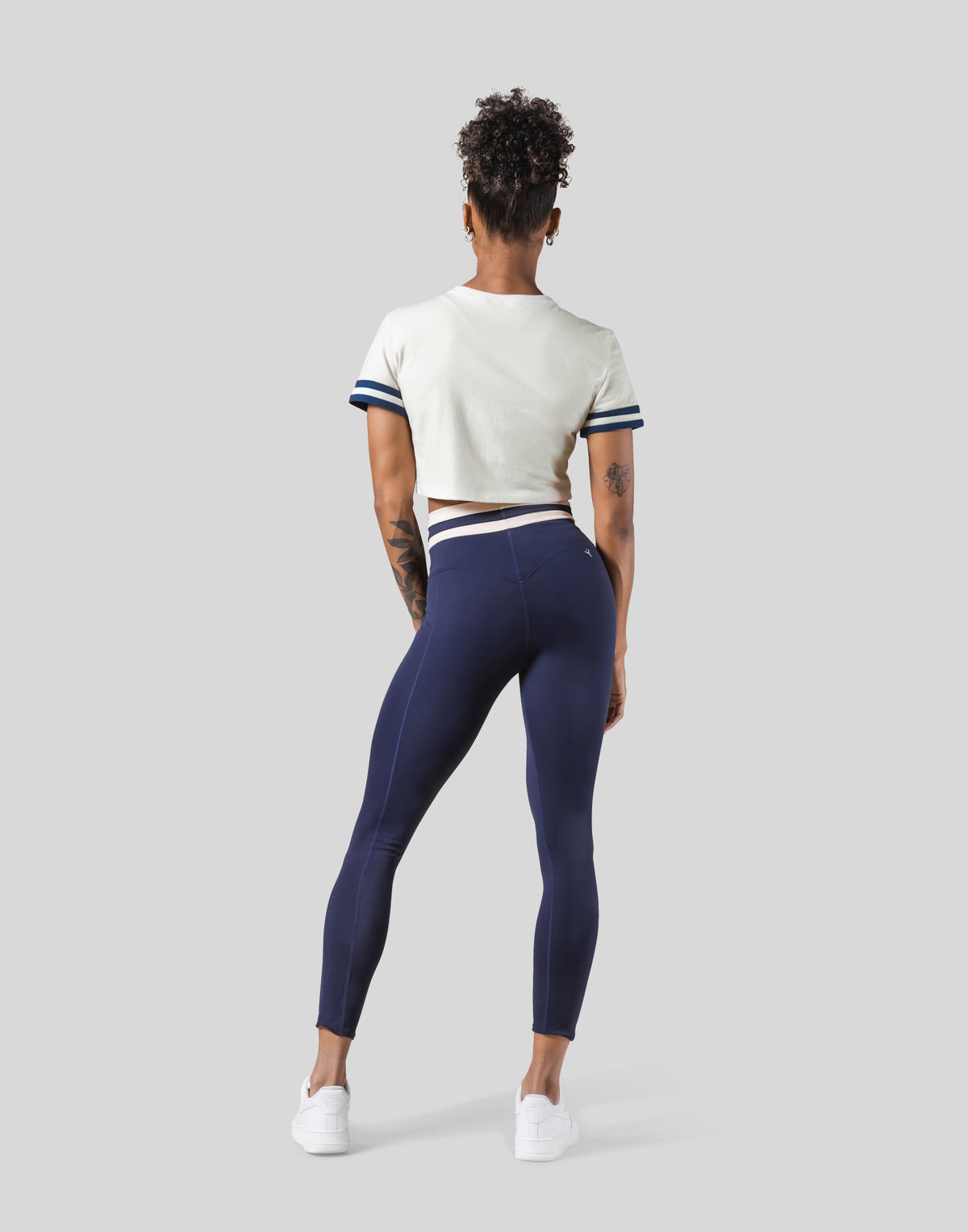 Old Logo Stripe Rib Cropped T-Shirt - Ivory