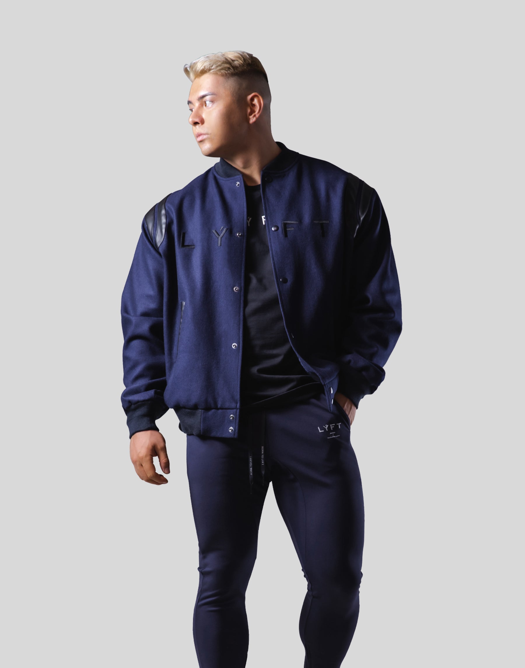 Lyft Rider Jacket Round Shoulder Stadium Jacket - Navy – LÝFT