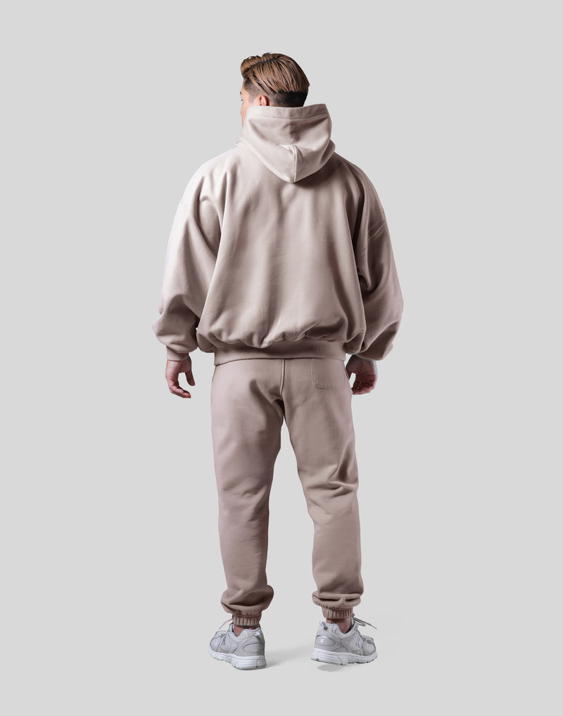 Old English Extra Wide Pullover Hoodie - Beige