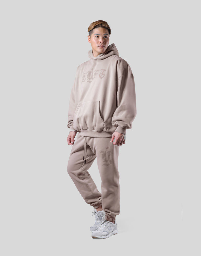 Old English Extra Wide Pullover Hoodie - Beige – LÝFT