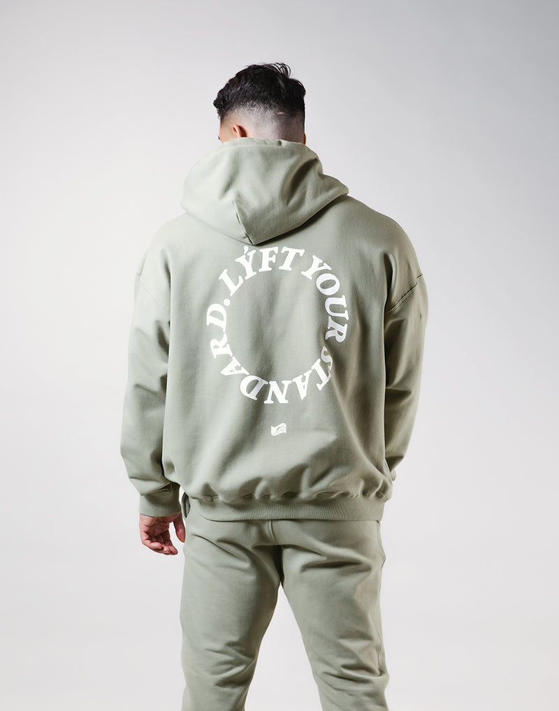 Message Ring Stretch Warm Pullover Hoodie - Olive