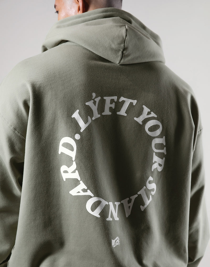 Message Ring Stretch Warm Pullover Hoodie - Olive