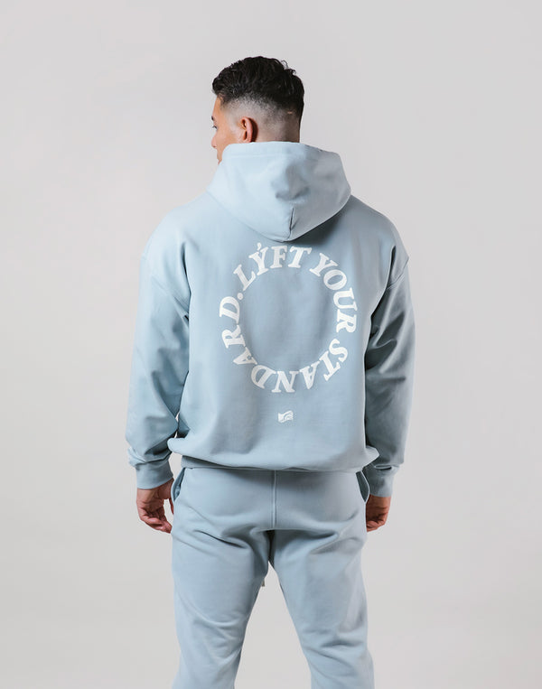 Message Ring Stretch Warm Pullover Hoodie - L.Blue