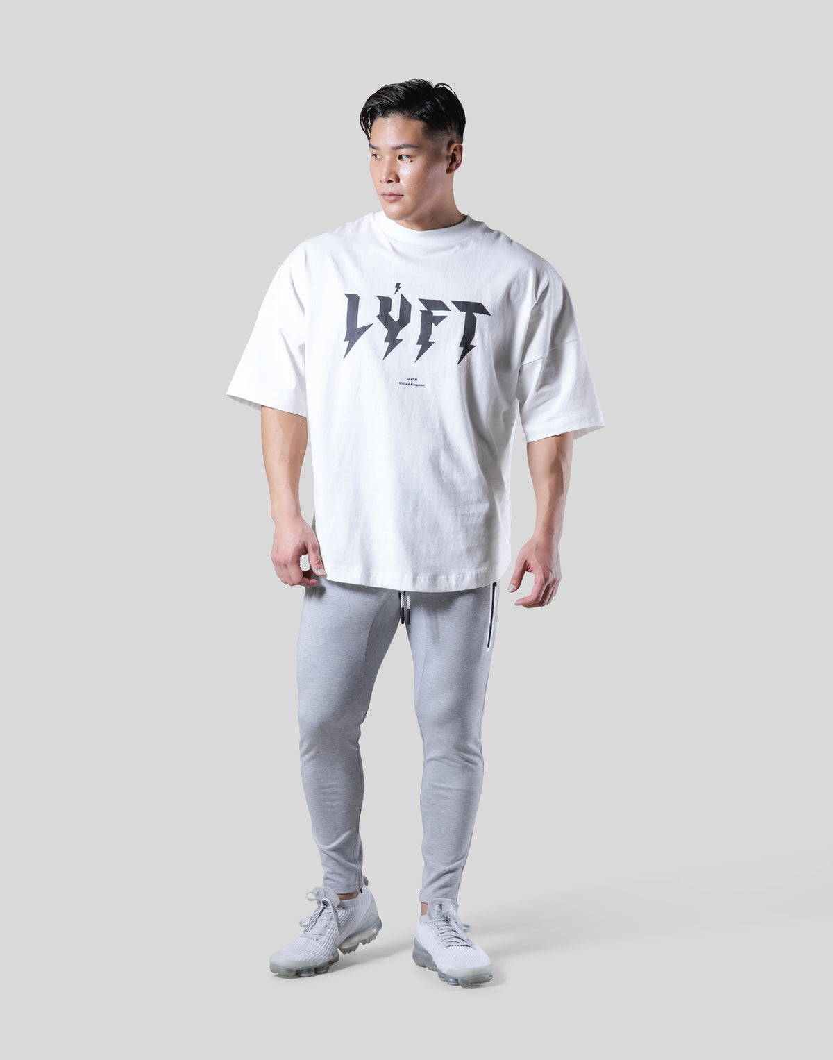 Thunder Logo Wide Shoulder Big T-Shirt - White