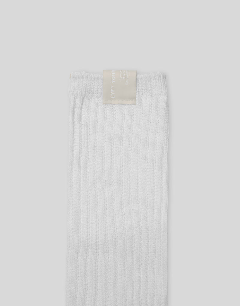 Woven Label Tube Socks - White