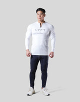 Half Zip Stretch Long T-Shirt - White