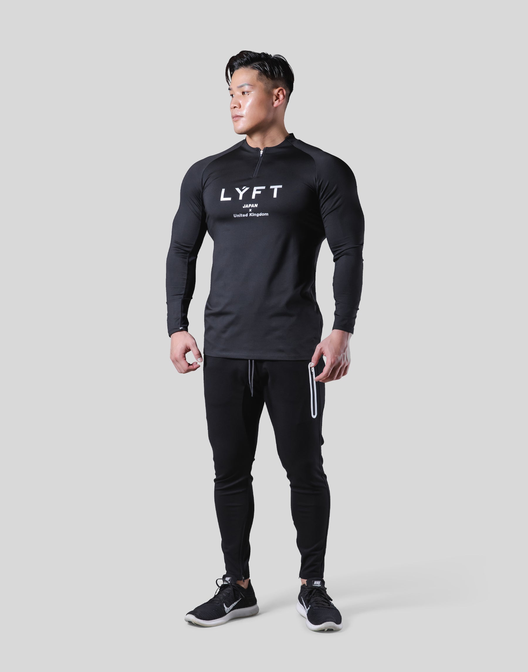 【新品未使用】LYFT ハーフジップ ストレッチ Tシャツ ブラック XL Half Zip Stretch Long T-Shirt - Black – LÝFT
