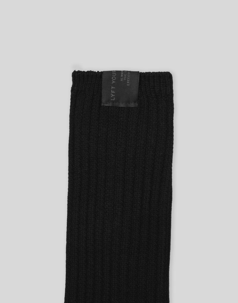 Woven Label Tube Socks - Black