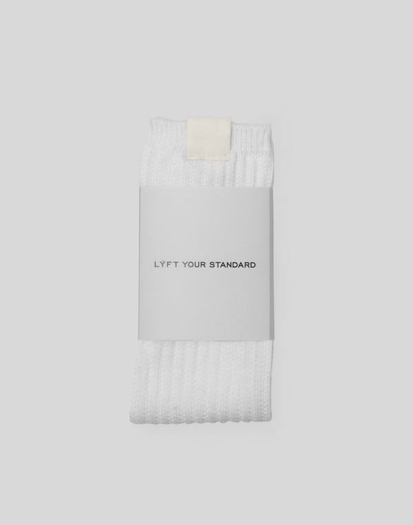 Woven Label Tube Socks - White