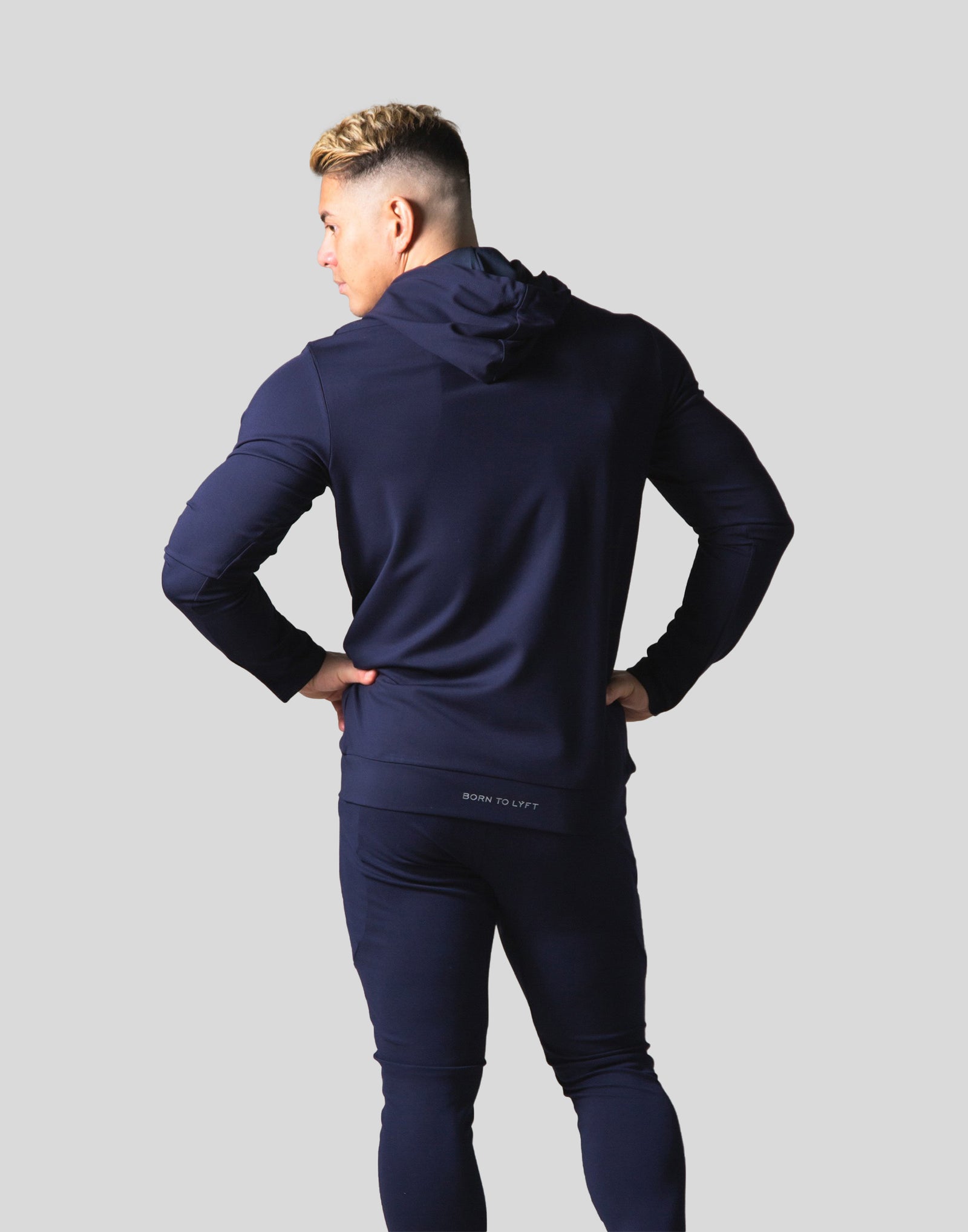 Slim Fit Stretch Pullover Hoodie - Navy – LÝFT