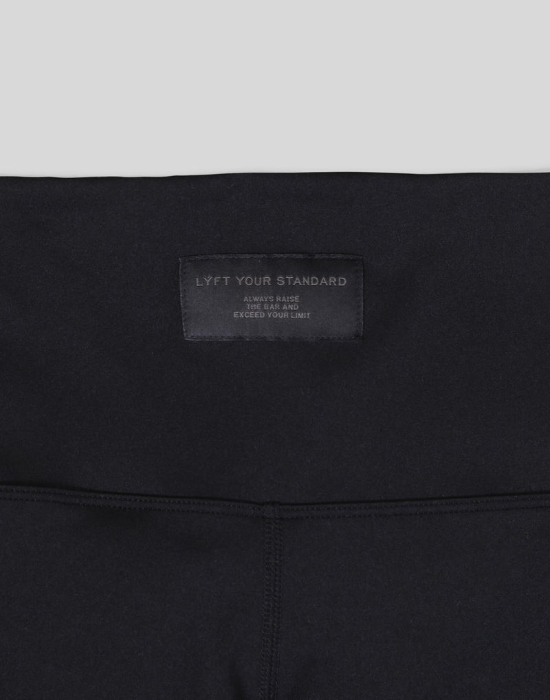 Woven Label Pocket Leggings - Black