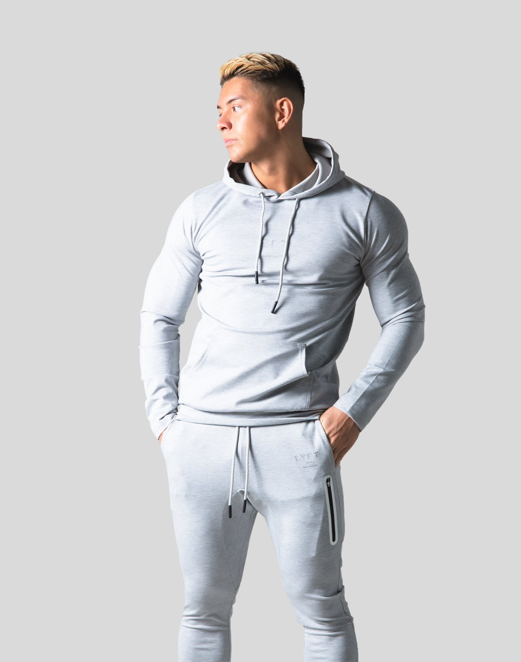 Slim Fit Stretch Pullover Hoodie - Grey – LÝFT