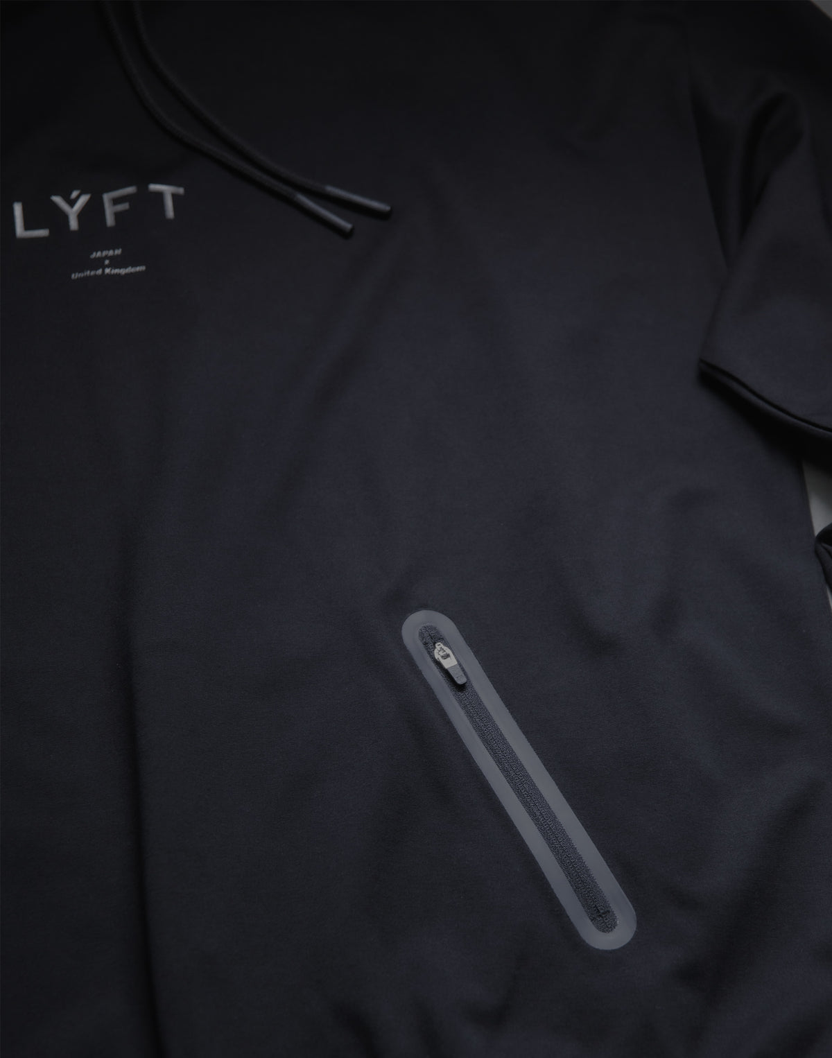 2 way Stretch Utility Pullover Hoodie - Black x Black