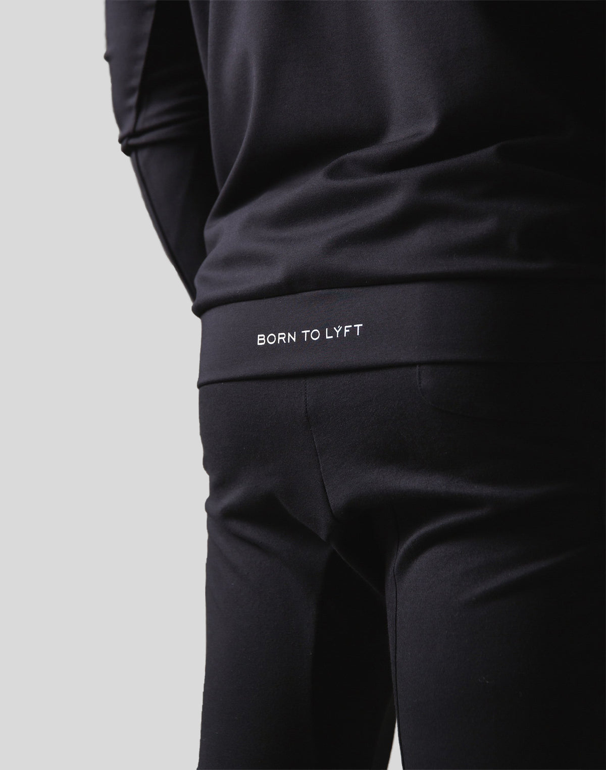 Slim Fit Stretch Pullover Hoodie - Black
