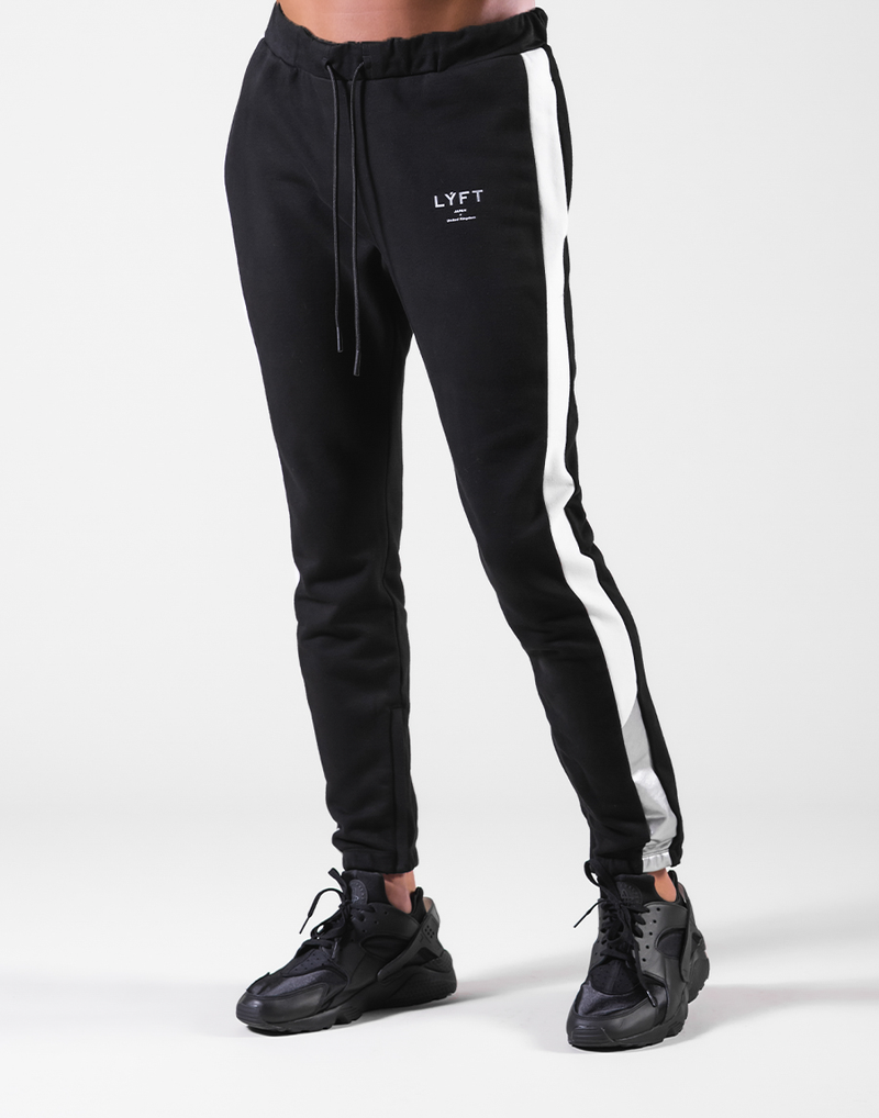 Bi-Color Line Sweat Pants - Black
