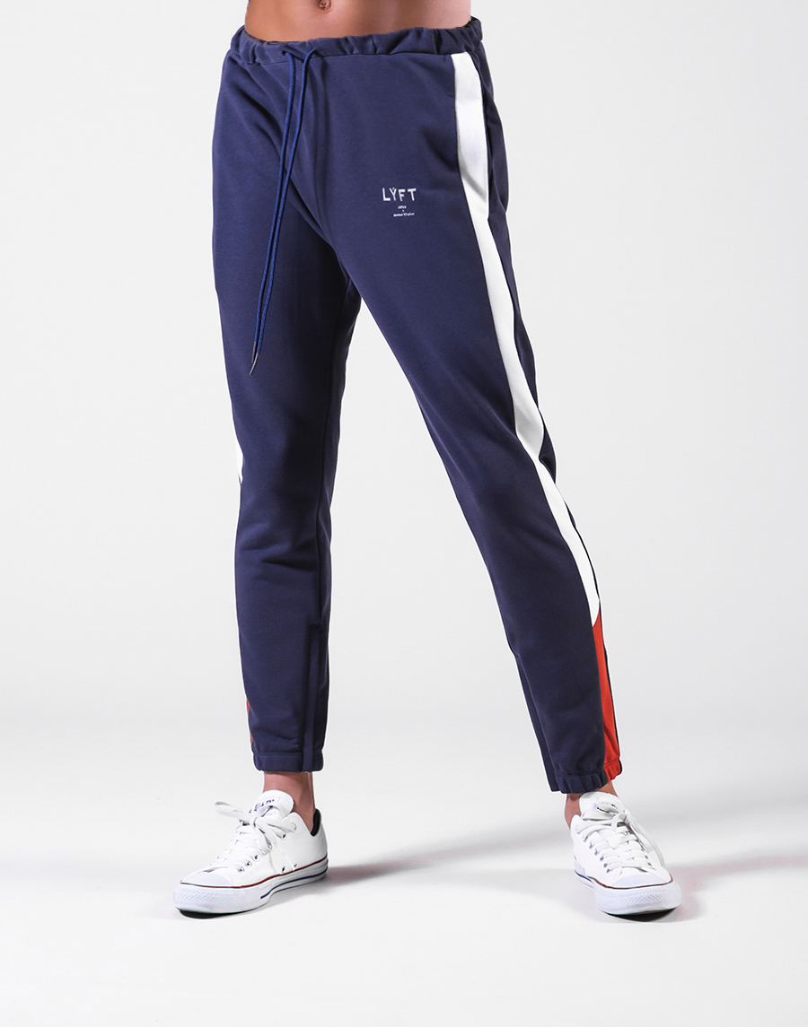 Bi-Color Line Sweat Pants - Navy