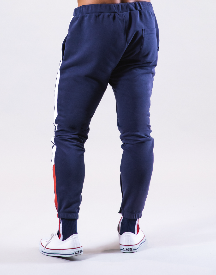 Bi-Color Line Sweat Pants - Navy