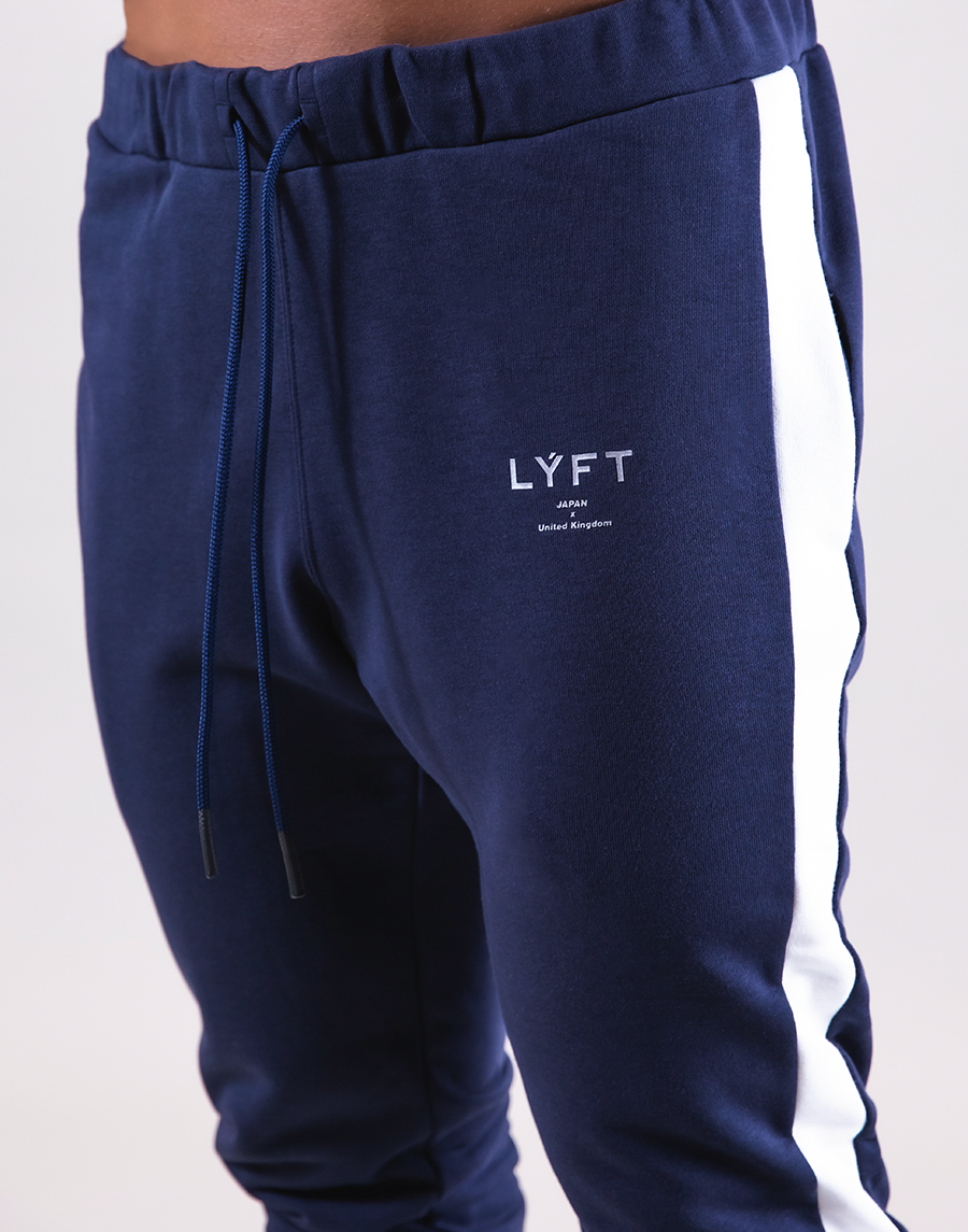 Bi-Color Line Sweat Pants - Navy