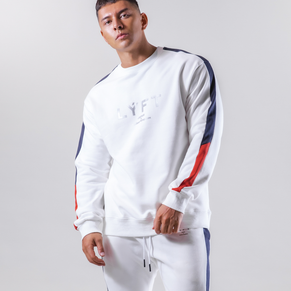 Bi-Color Line Crewneck Sweat - White – LÝFT