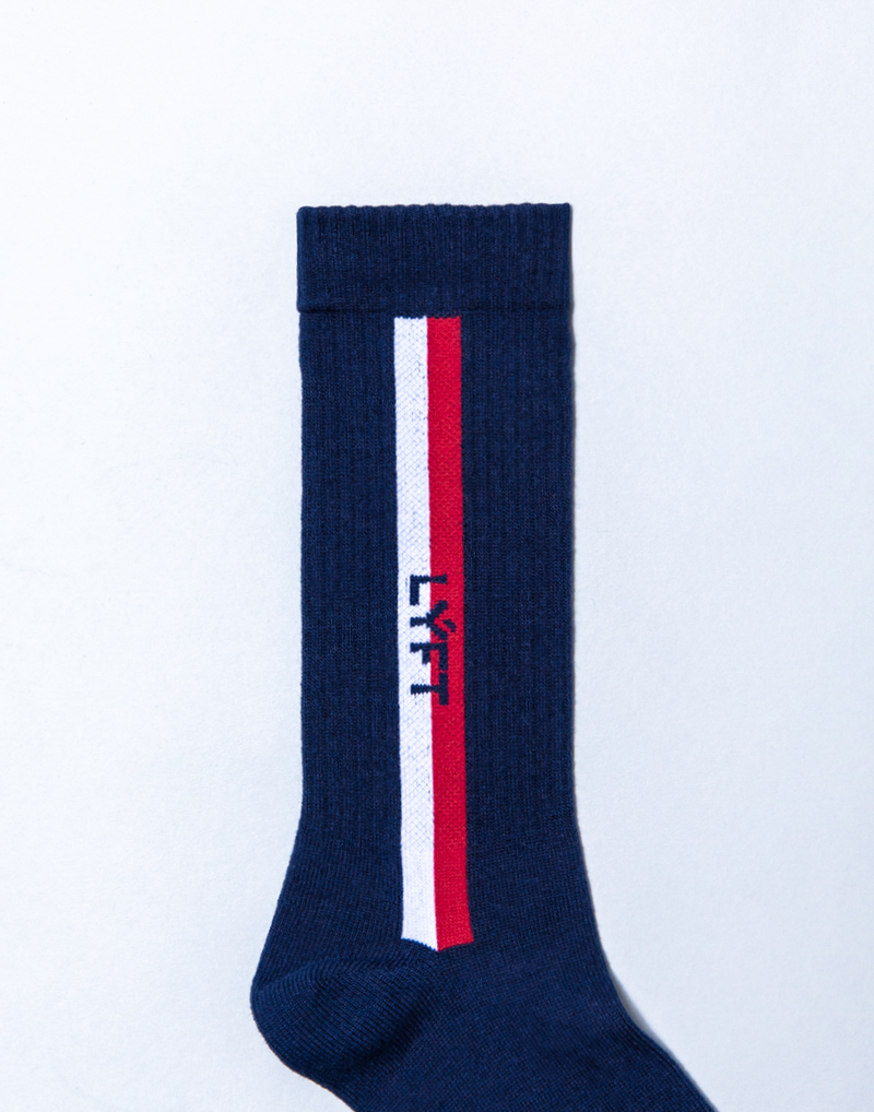 Bi-Color Side Line Socks - Navy