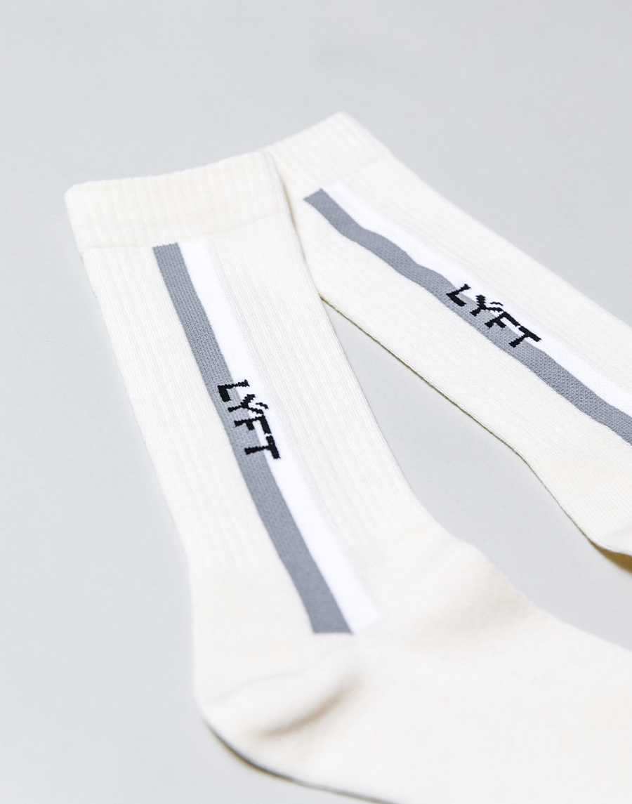 Bi-Color Side Line Socks - White – LÝFT