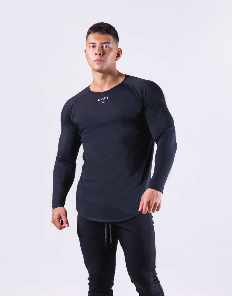 Shape Fit Stretch Long Sleeve T-Shirt - Black