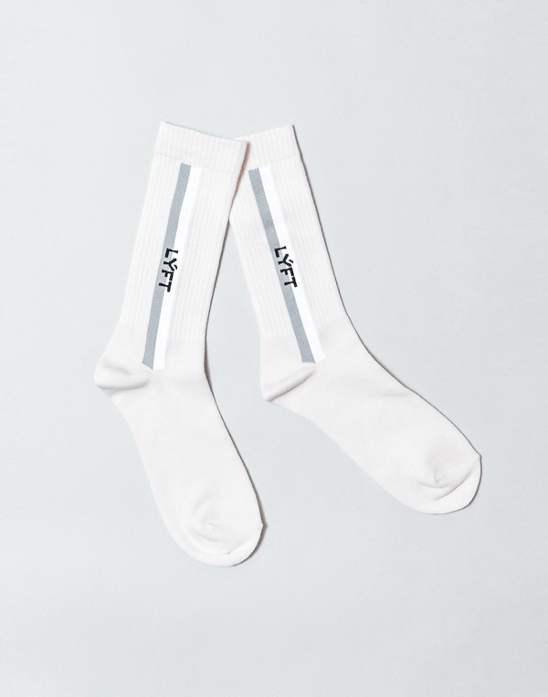 Bi-Color Side Line Socks - White